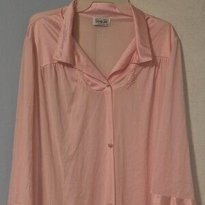 Vanity Fair Ankle Length Nylon Robe Lightweight Pink Women's Size XL Excellent